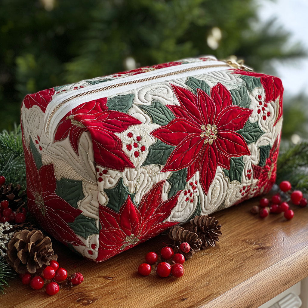 Poinsettia Quilted Makeup Bag NCU0PT9272