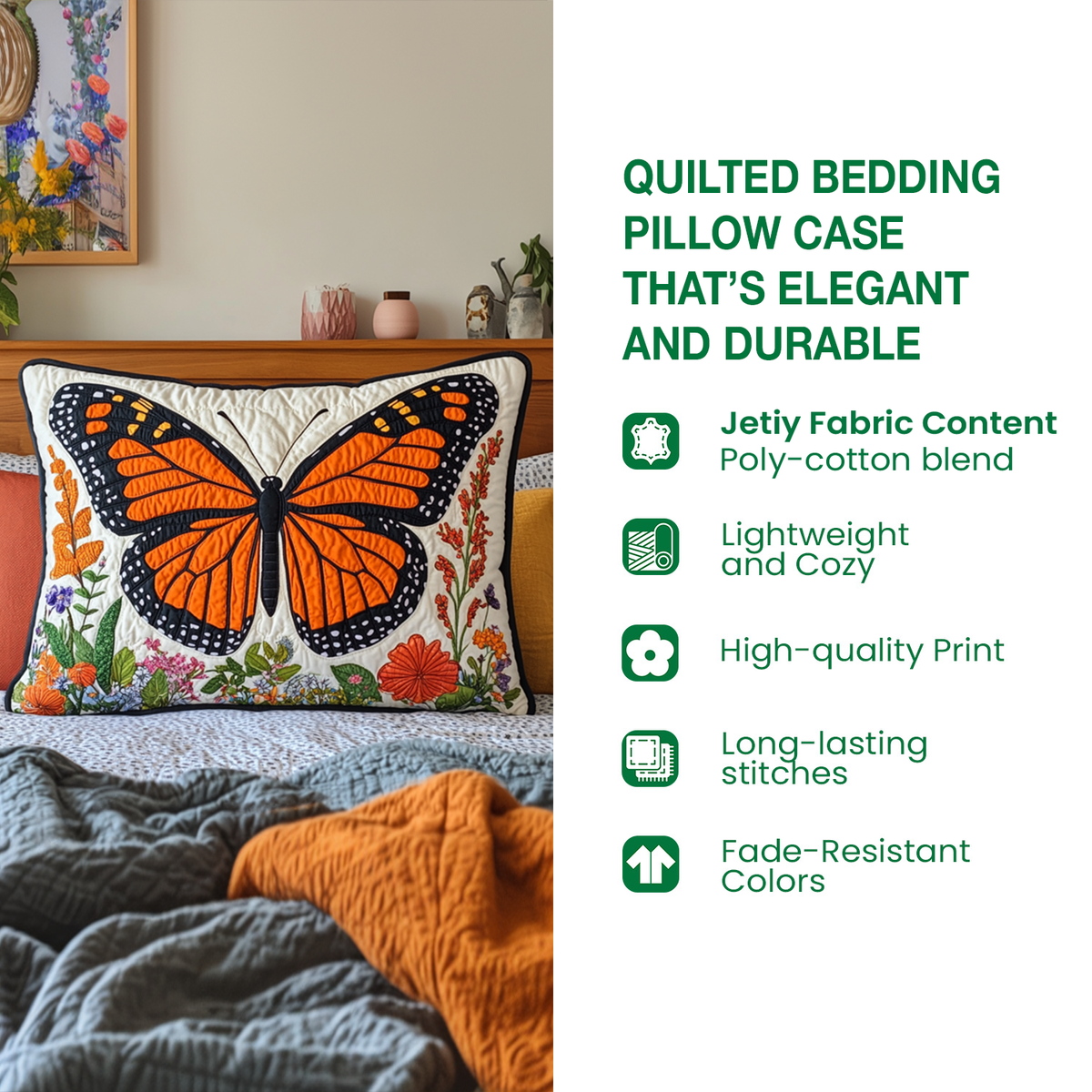 Hummingbird Glow Quilted Bedding Pillow Case NCU0DK7884