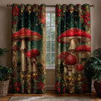 Ruby Mushroom Glade Quilted Curtains NCU0HH1493