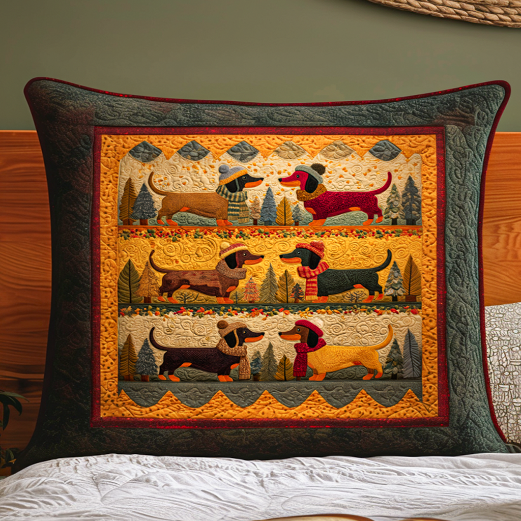 Rustic Dachshund Quilted Bedding Pillow Case NCU0NT9303
