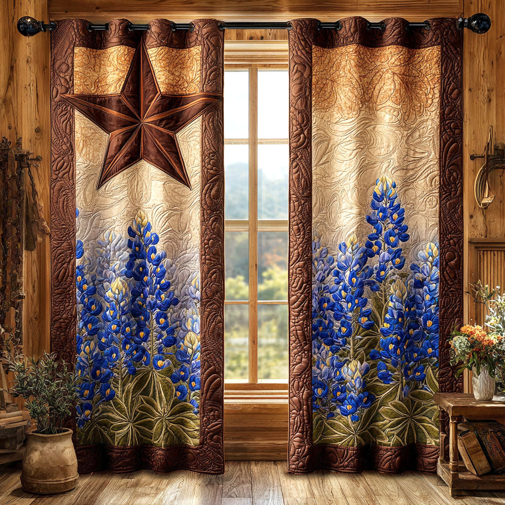 Rustic Star Bloom Quilted Curtains NCU0TV1393