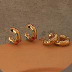 Shimmering Gold Zircon Circle Hoop Earrings