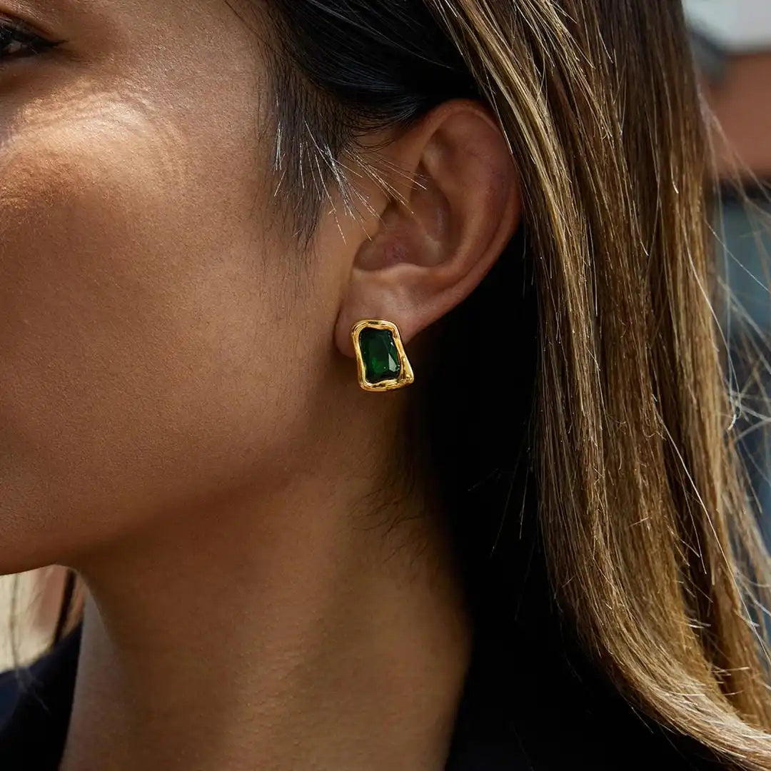Timeless Gold Zircon Square Earrings