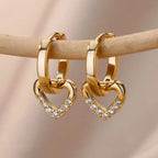 Hollow Zirconia Heart Earrings