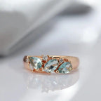 Vintage Rose Gold Blue Zircon Ring
