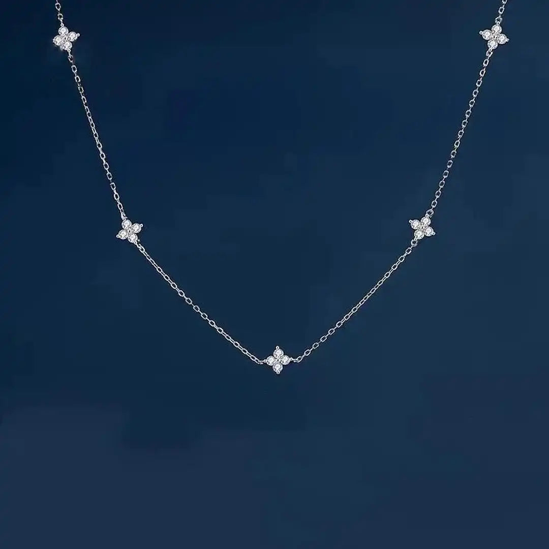 Gorgeous Flower Inlaid Zirconia Necklace