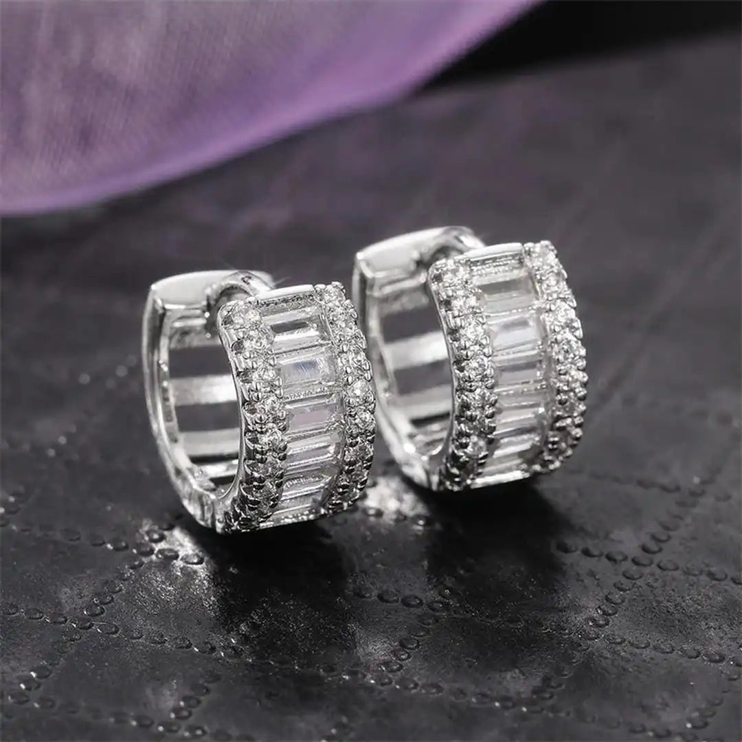 Mini Baguette Zirconia Hoop Earrings