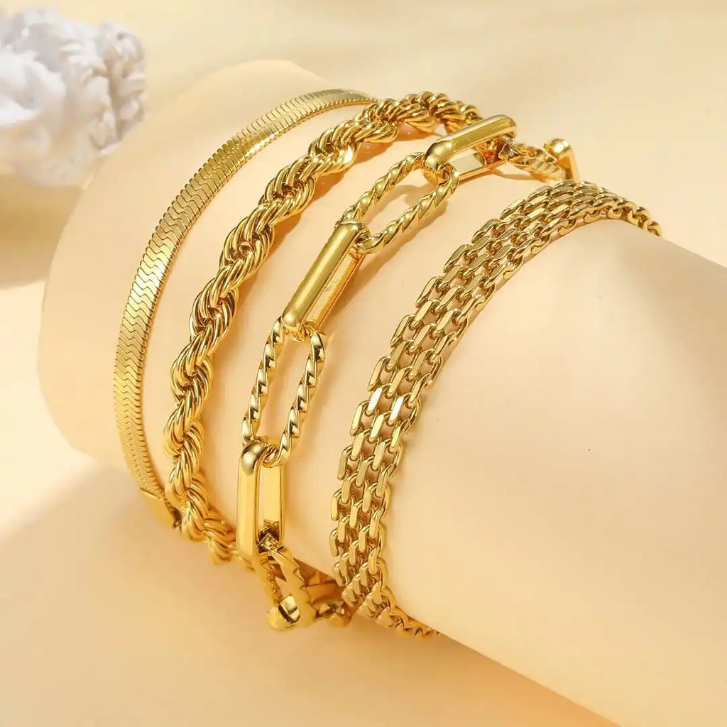 Stackable Bracelet Golden Pearl Set