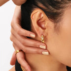Shimmering Gold Zircon Circle Hoop Earrings