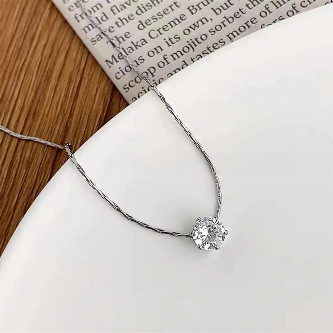 Dainty Solitaire Pendant Necklace
