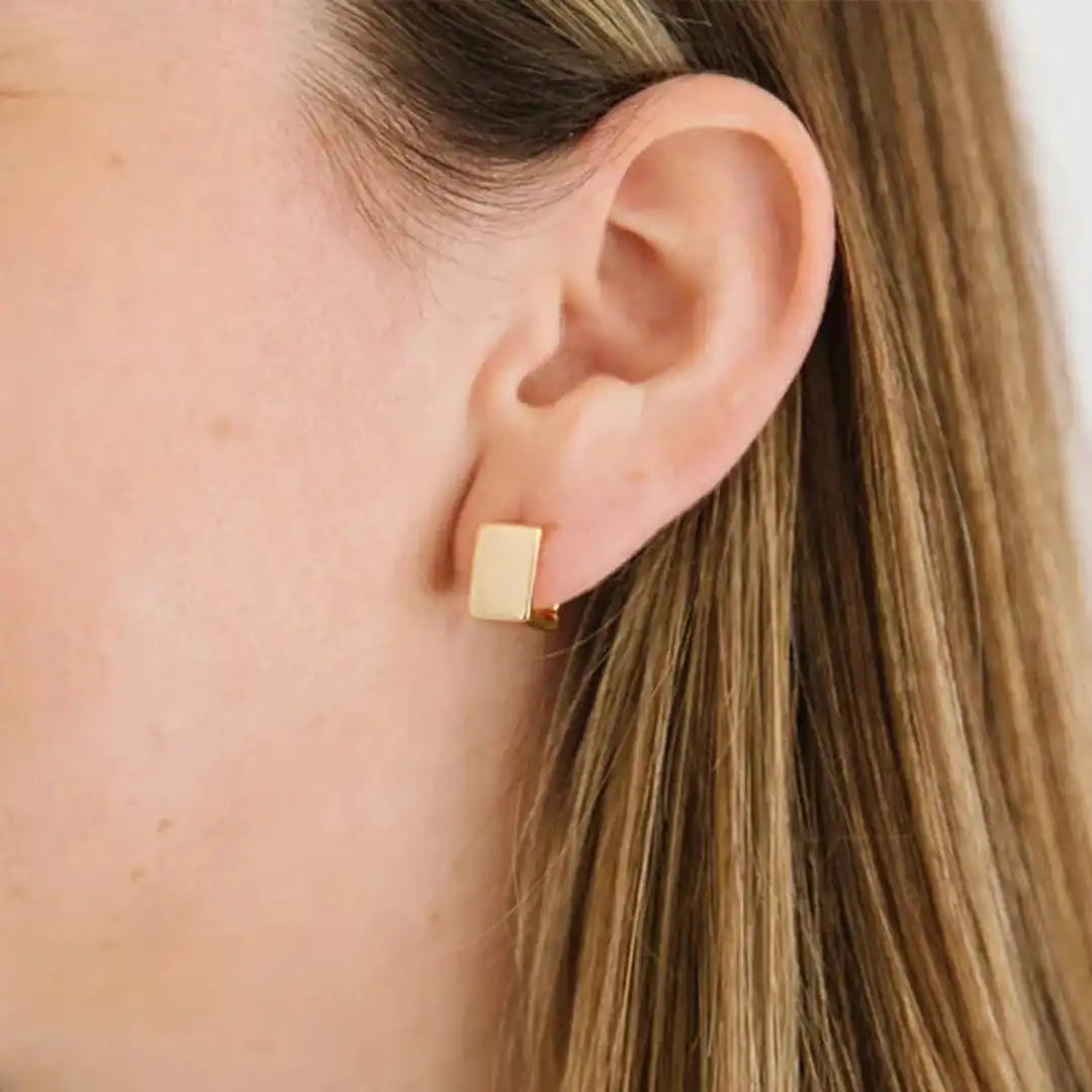 Golden Geometric Square Earrings