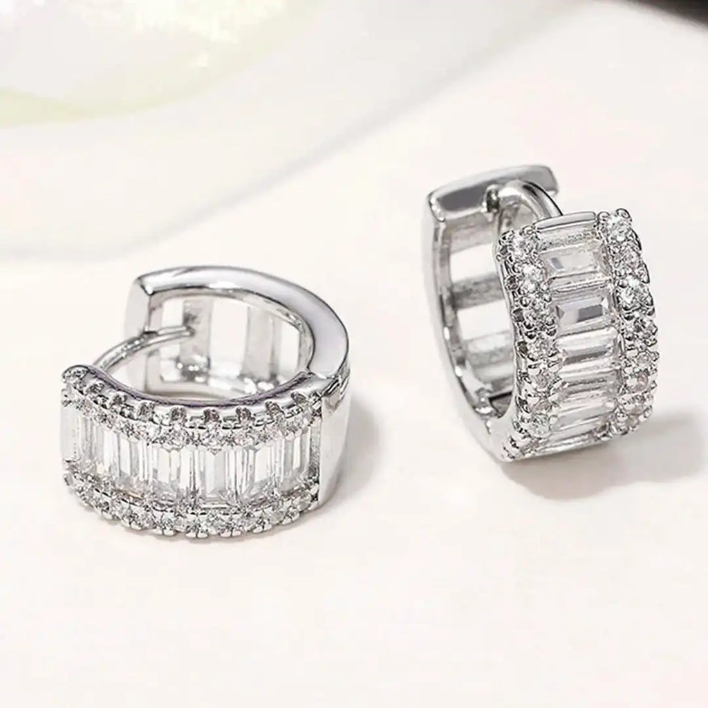 Mini Baguette Zirconia Hoop Earrings