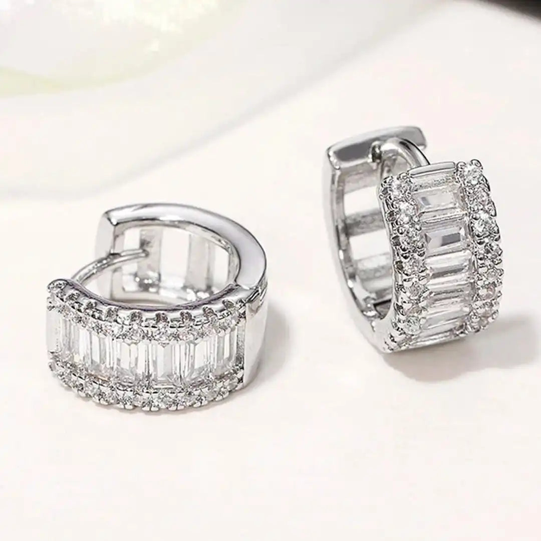 Mini Baguette Zirconia Hoop Earrings