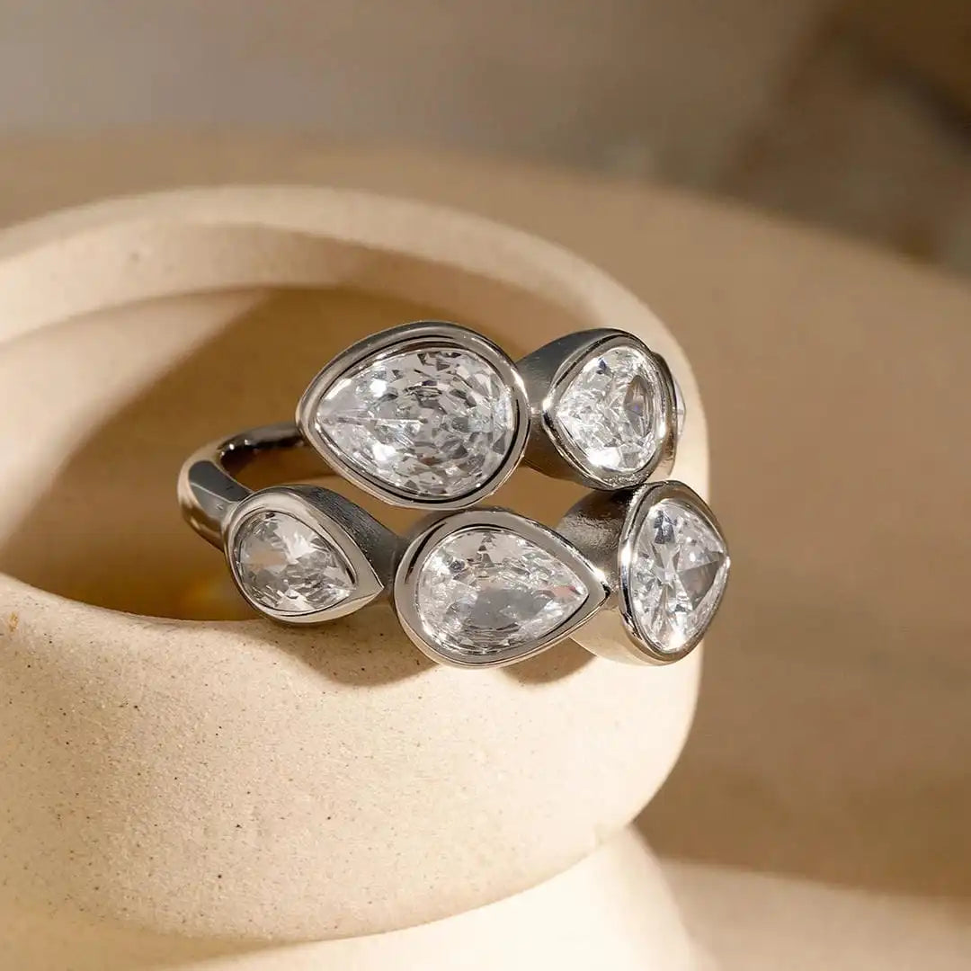 Five Stone Teardrop Cluster Ring