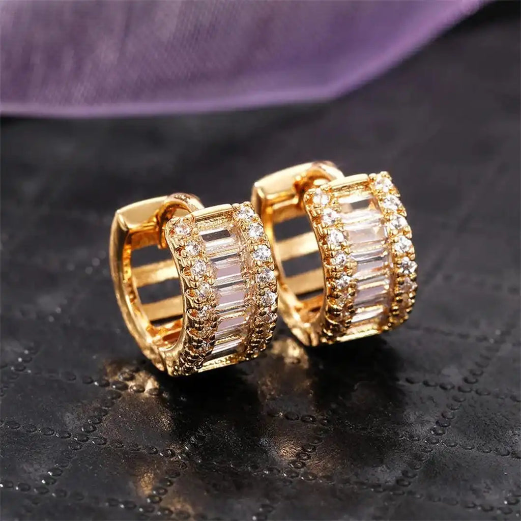 Mini Baguette Zirconia Hoop Earrings