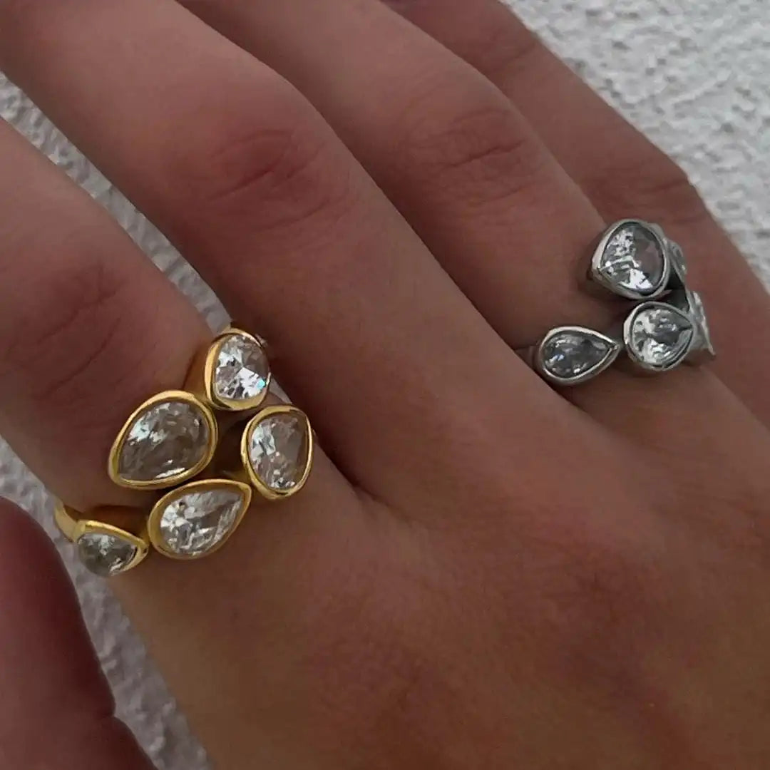 Five Stone Teardrop Cluster Ring