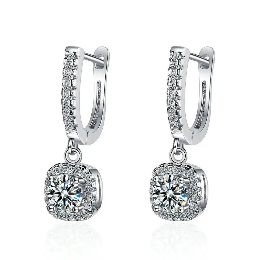 Classic White Gold Stone Earrings