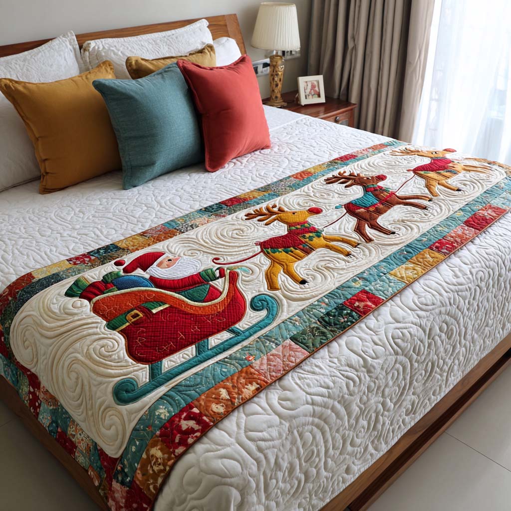 Santa Sleigh Quilted Bed Runner NCU0NT9794