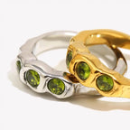 Vintage Golden Inlaid Gemstone Ring