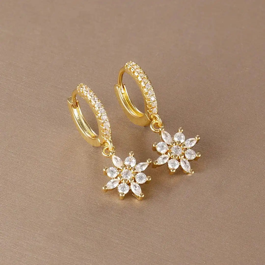 Classic Crystal Snowflake Drop Earrings