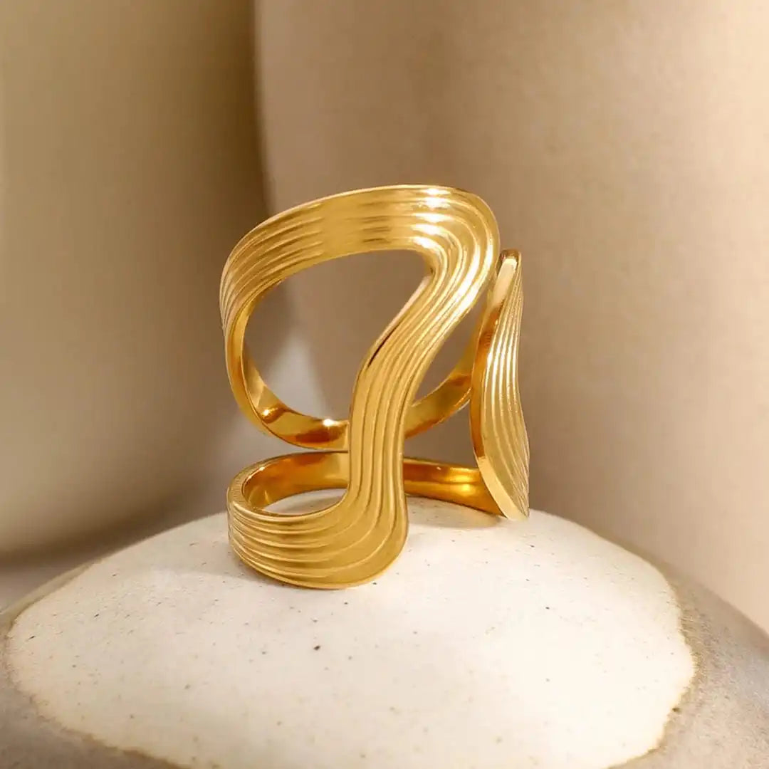 Exquisite Gold Beaded Ring