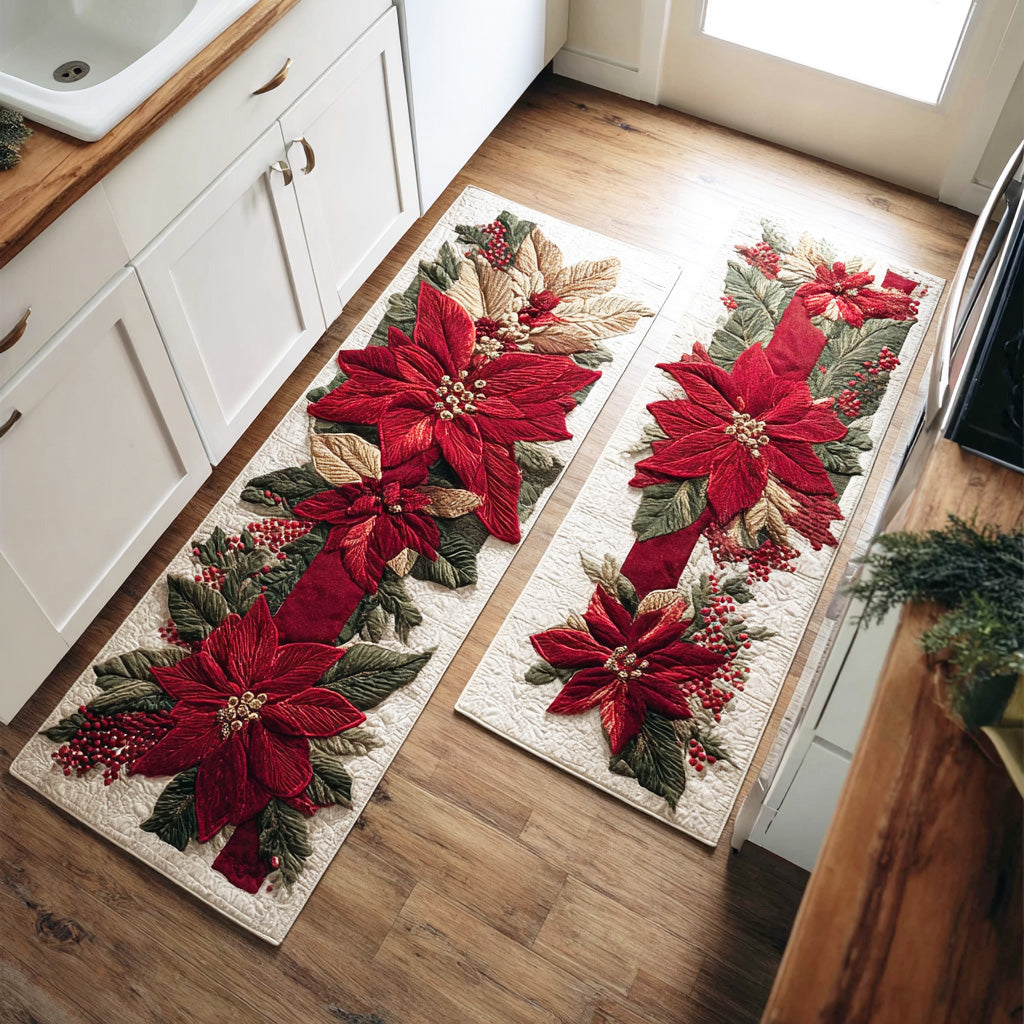 Scarlet Poinsettia Glow Kitchen Area Rug NCU0TD1725