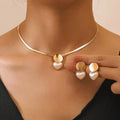 Vintage Gold Heart Necklace and Earrings Set