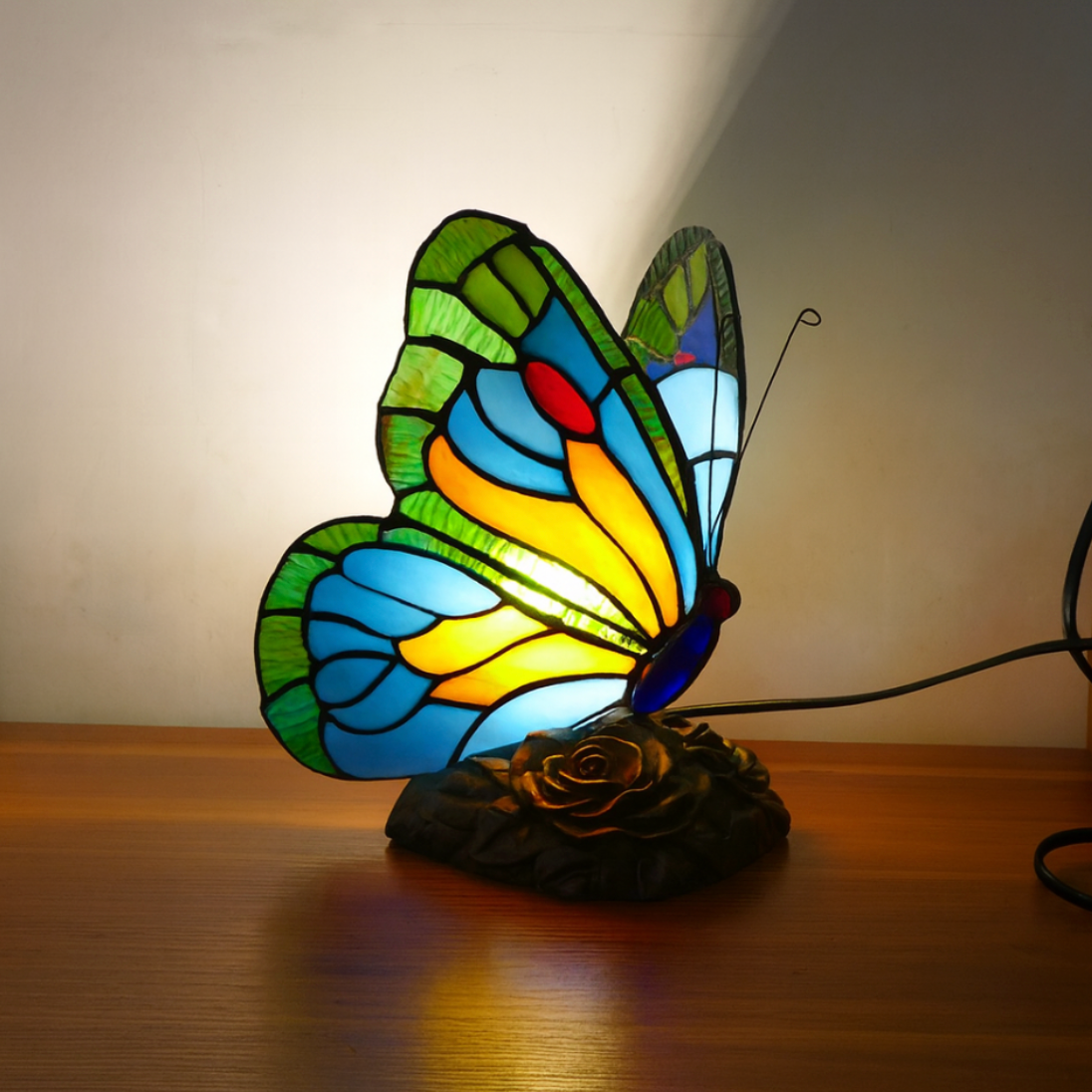 Sculpted Blue Butterfly Lamp