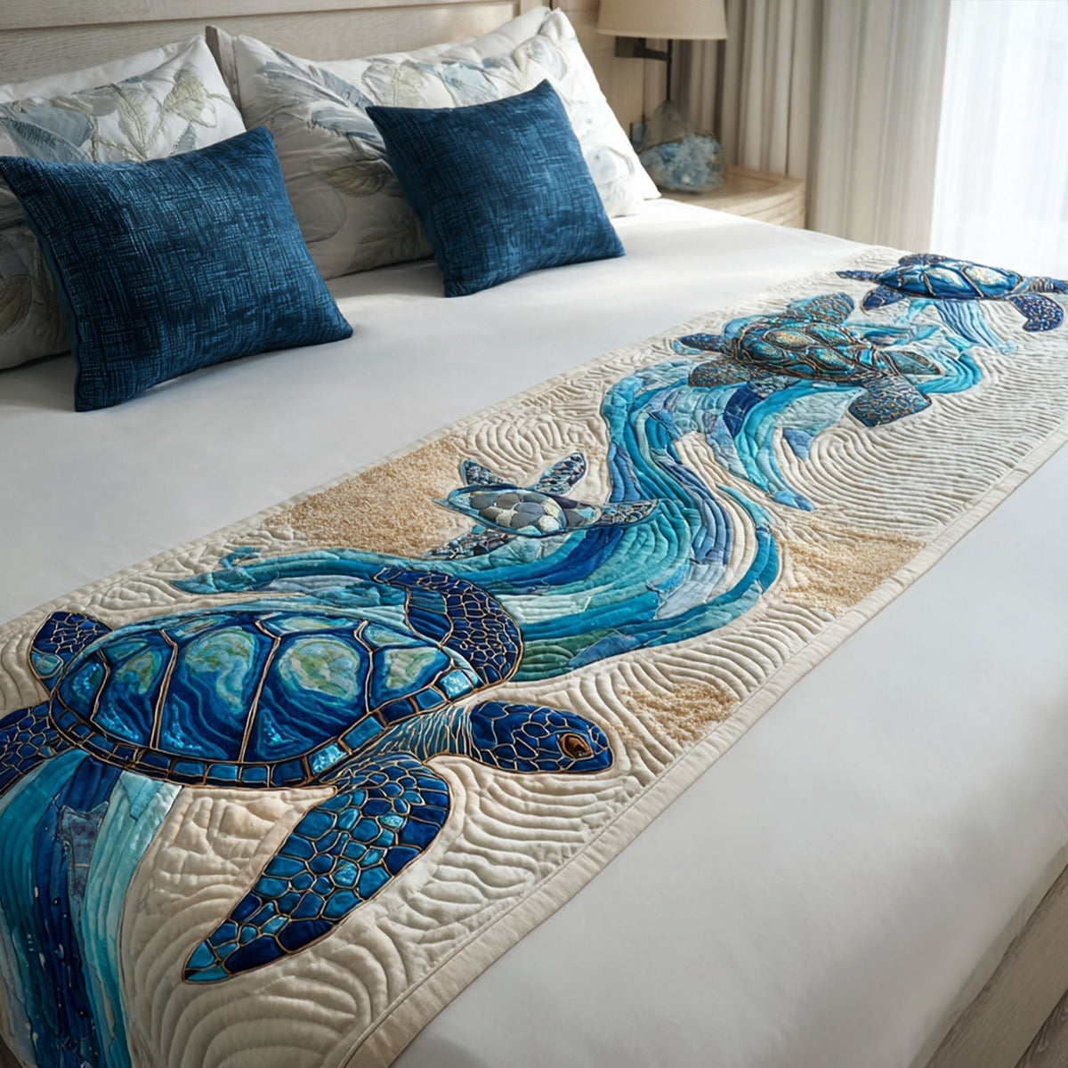 Sea Breeze Turtle Quilted Bed Runner NCU0PT8250