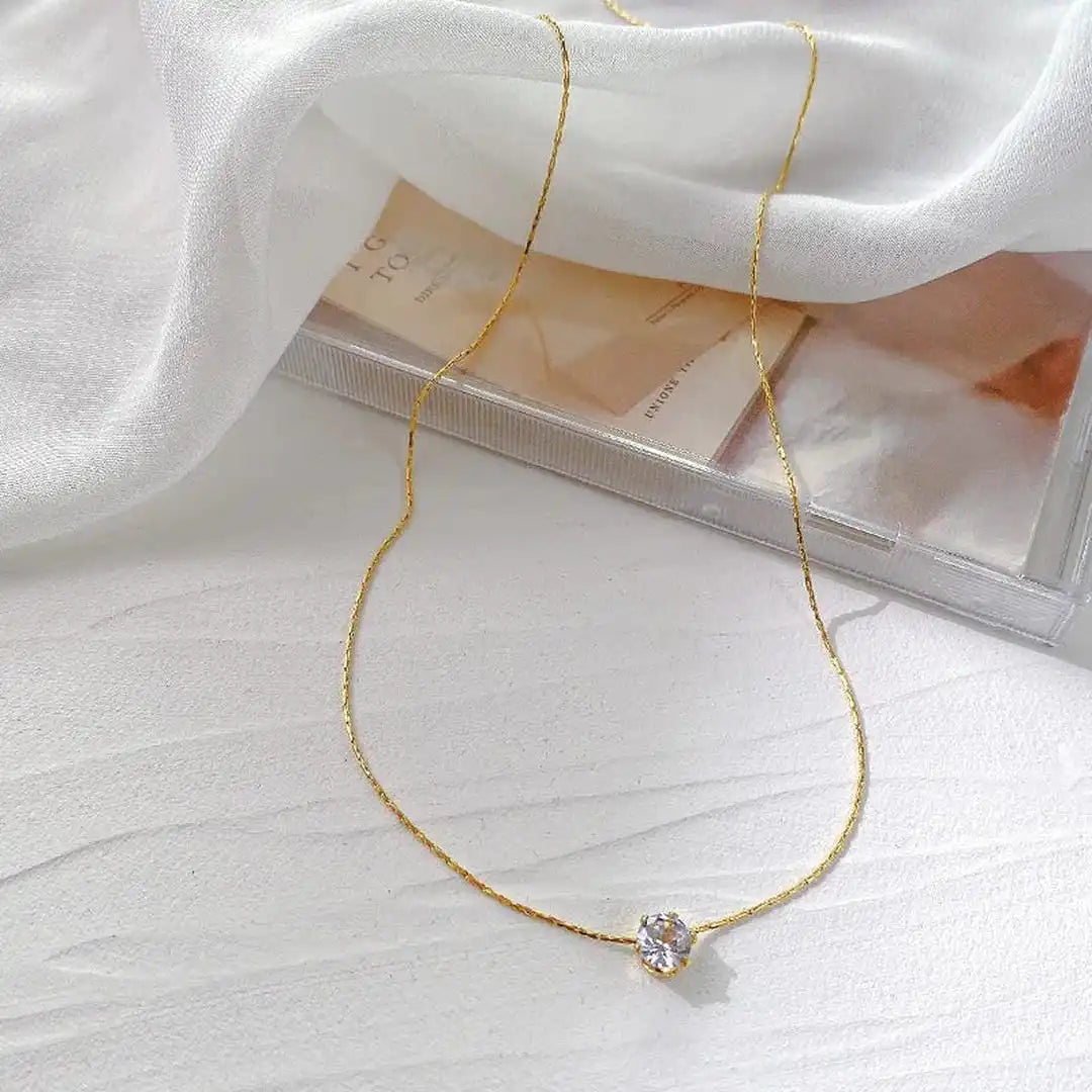 Dainty Solitaire Pendant Necklace