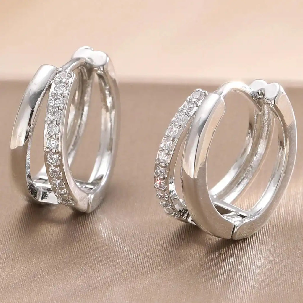 Timeless Gold Zircon Hoop Earrings
