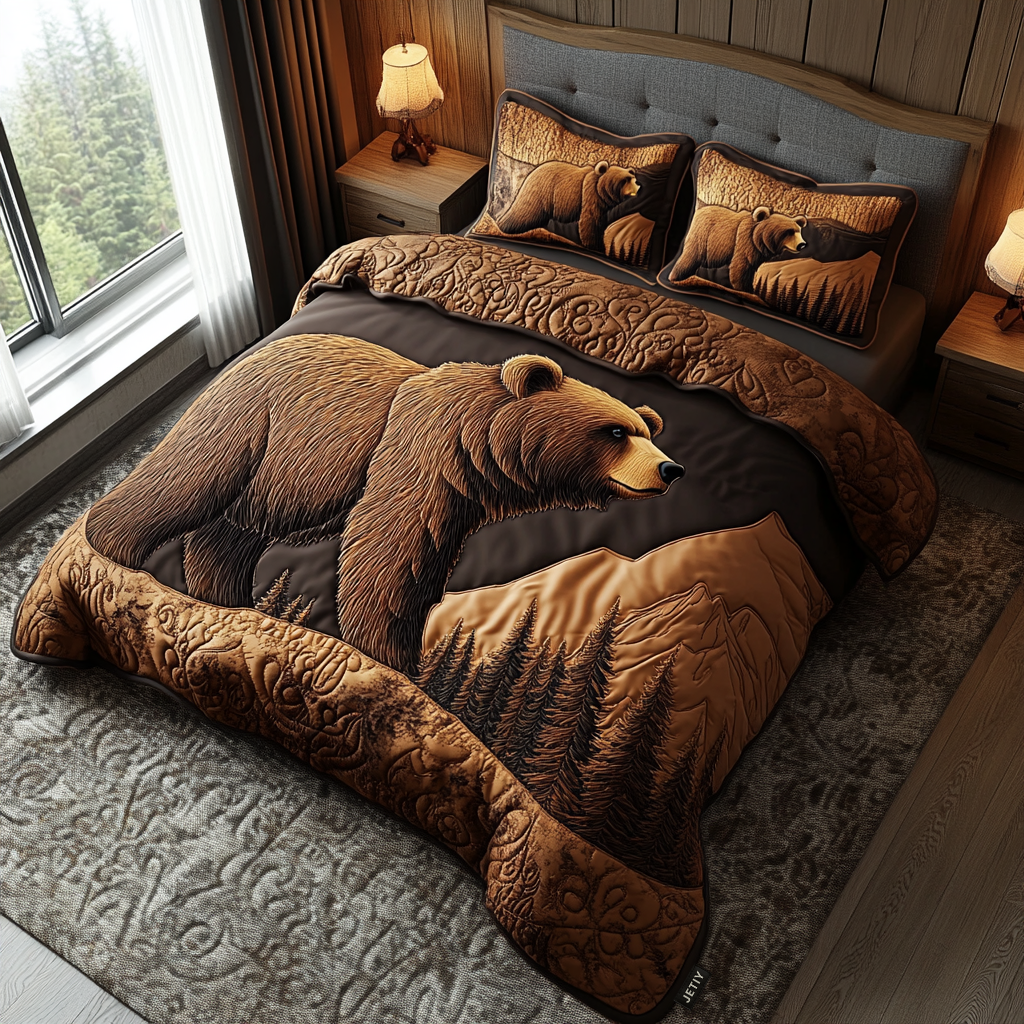 Forest Animals 3-Piece Quilted Bedding Set NCU0VT98