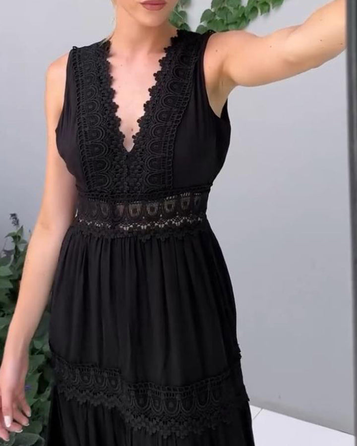 Juniper - Handcrafted Lace Dress with V-Neckline