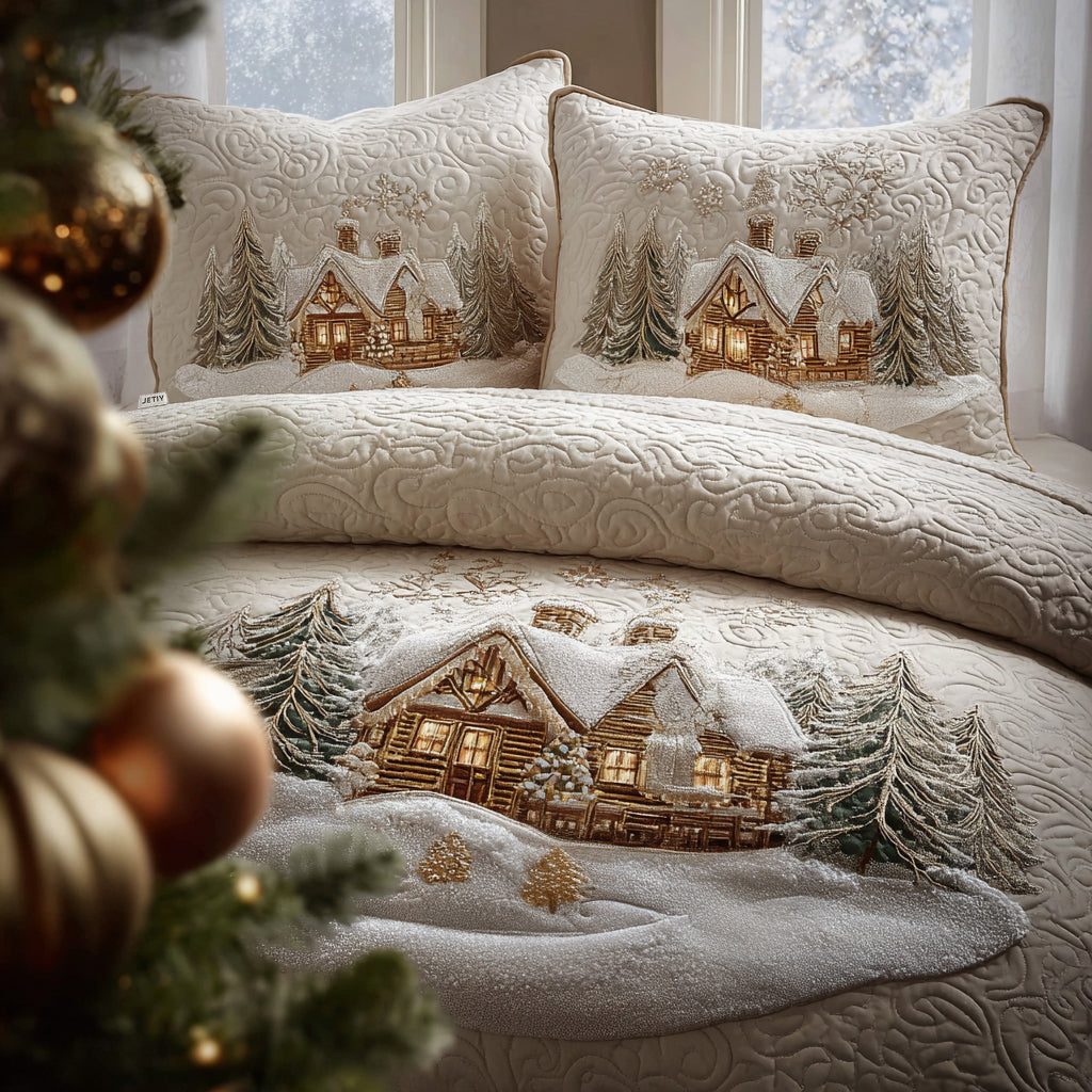 Snowlight Cabin 3-Piece Quilted Bedding Set NCU0DV8327