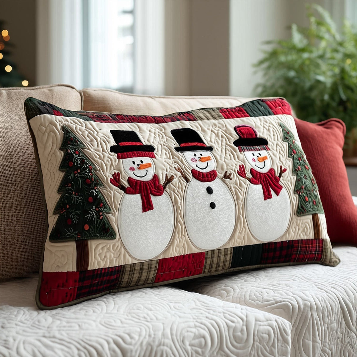 Snowman Cheer Quilted Bedding Pillow Case NCU0PT9040