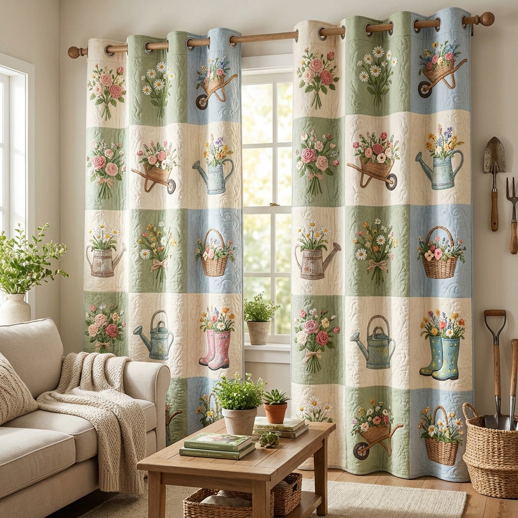 Spring Garden Quilted Curtains NCU0TV1766