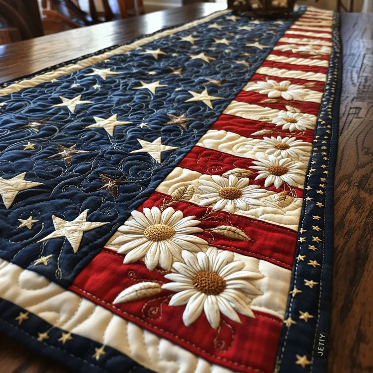 Star-Spangled Beauty Quilted Table Runner NCU0PT4343