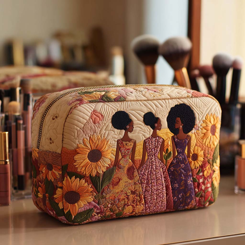 Sunflower Glow Quilted Makeup Bag NCU0NT10382