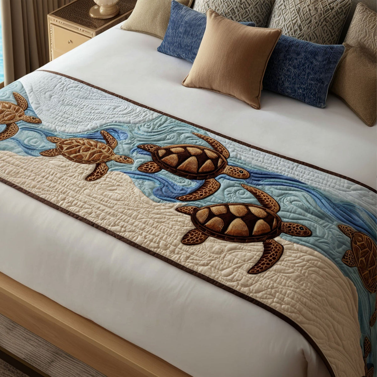 Swimmy Shell Quilted Bed Runner NCU0PT8252