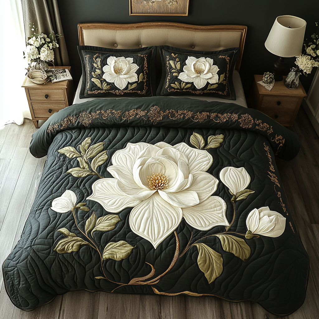 Magnolia 3-Piece Quilted Bedding Set NCU0VT130