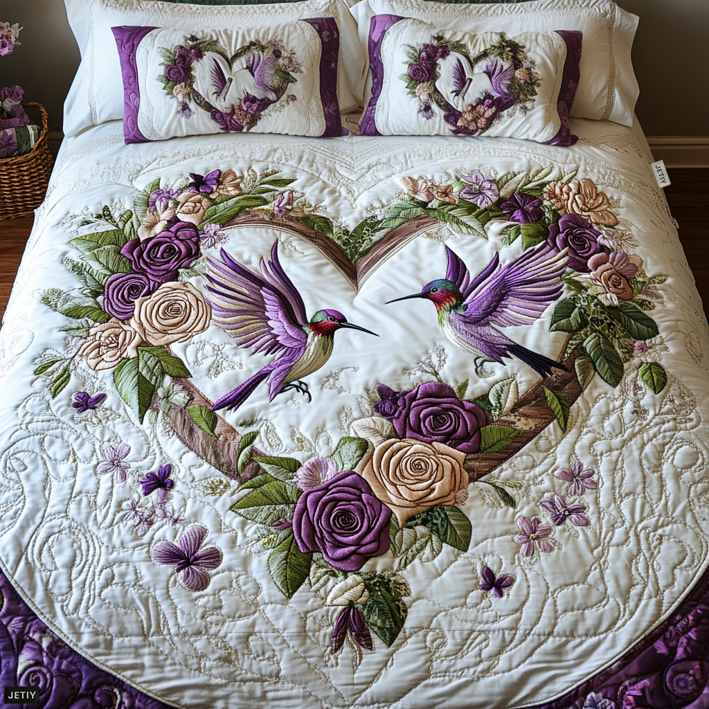 Petal Pair 3-Piece Quilted Bedding Set NCU0VH1383
