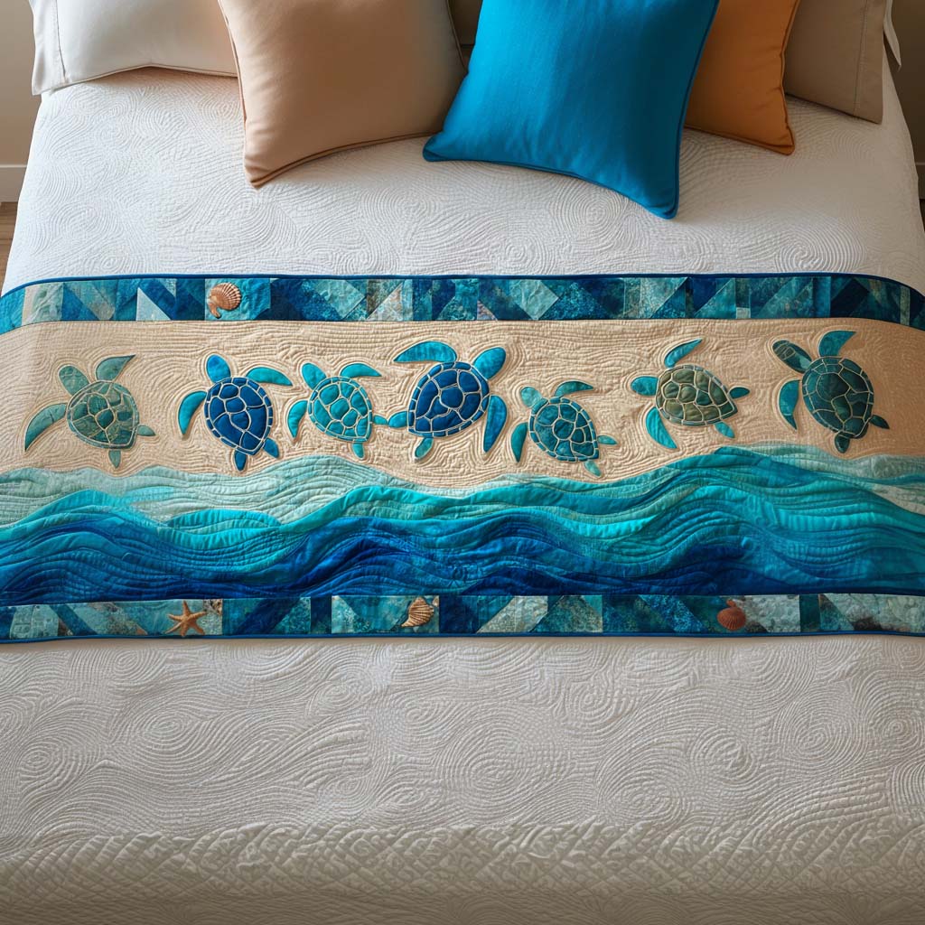 Turtle Journey Quilted Bed Runner NCU0NT9955