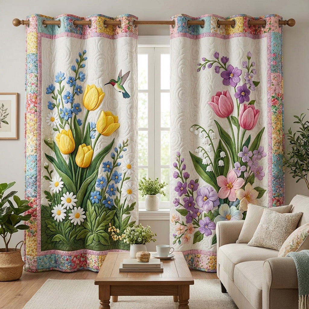 Wildflower Meadow Quilted Curtains NCU0TV1761
