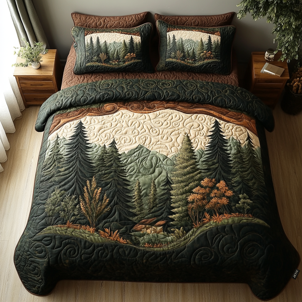 Woodland Wanderlust 3-Piece Quilted Bedding Set NCU0DV4741