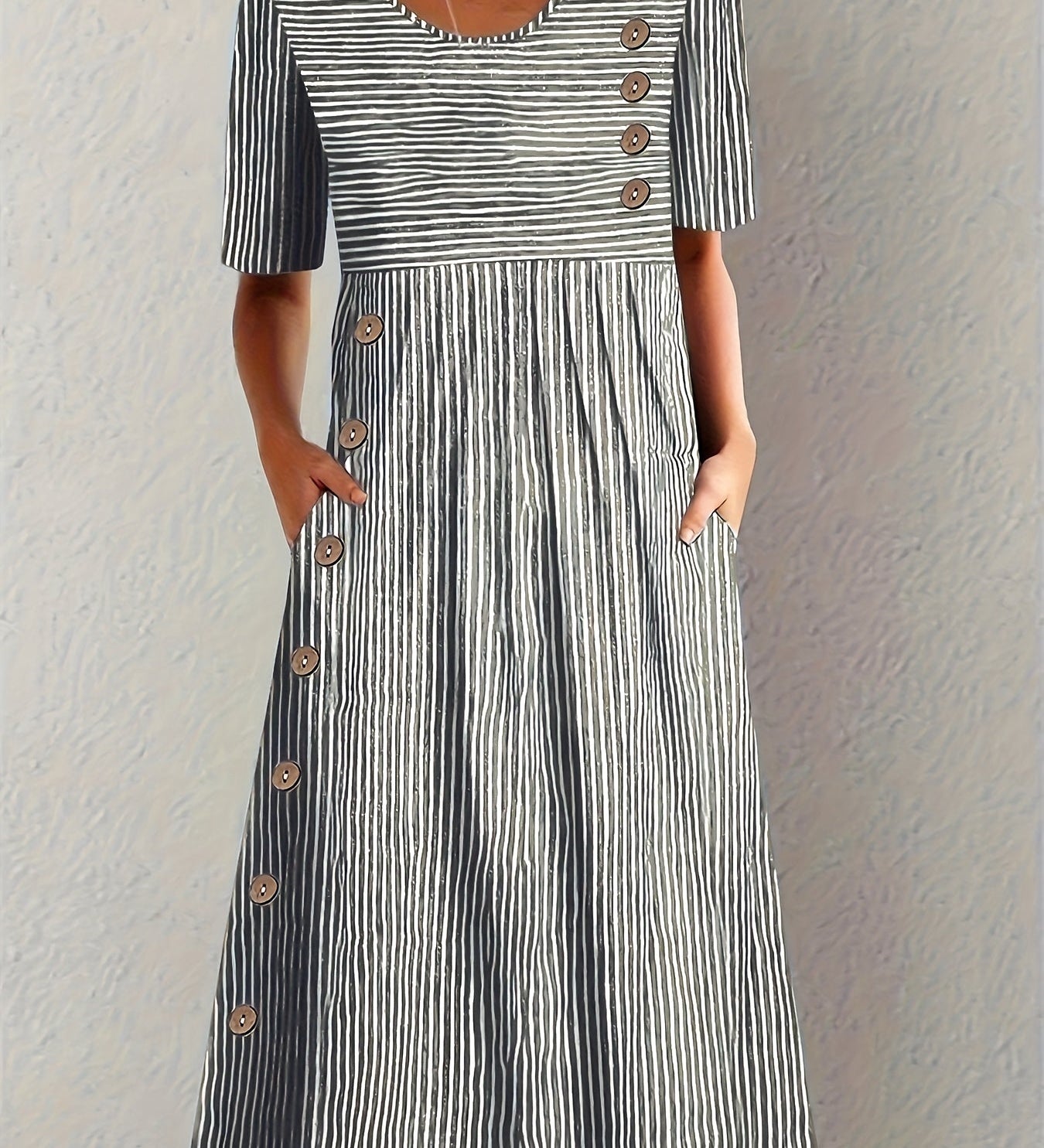Josephine - Elegant Striped Summer Midi Dress