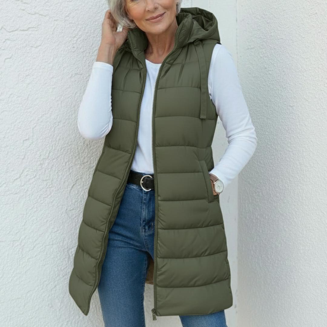 NINA - Casual Sleeveless Hood Long Puffer Vest