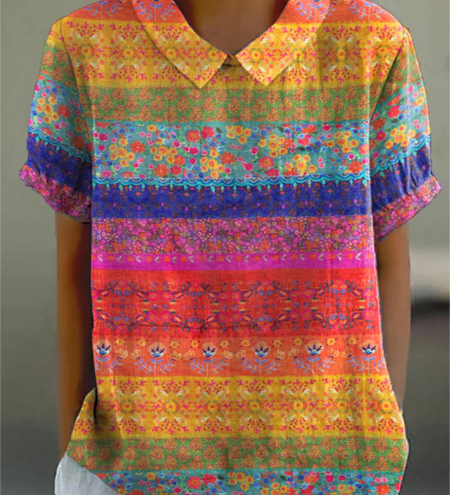 Brooke - Floral Striped Blouse