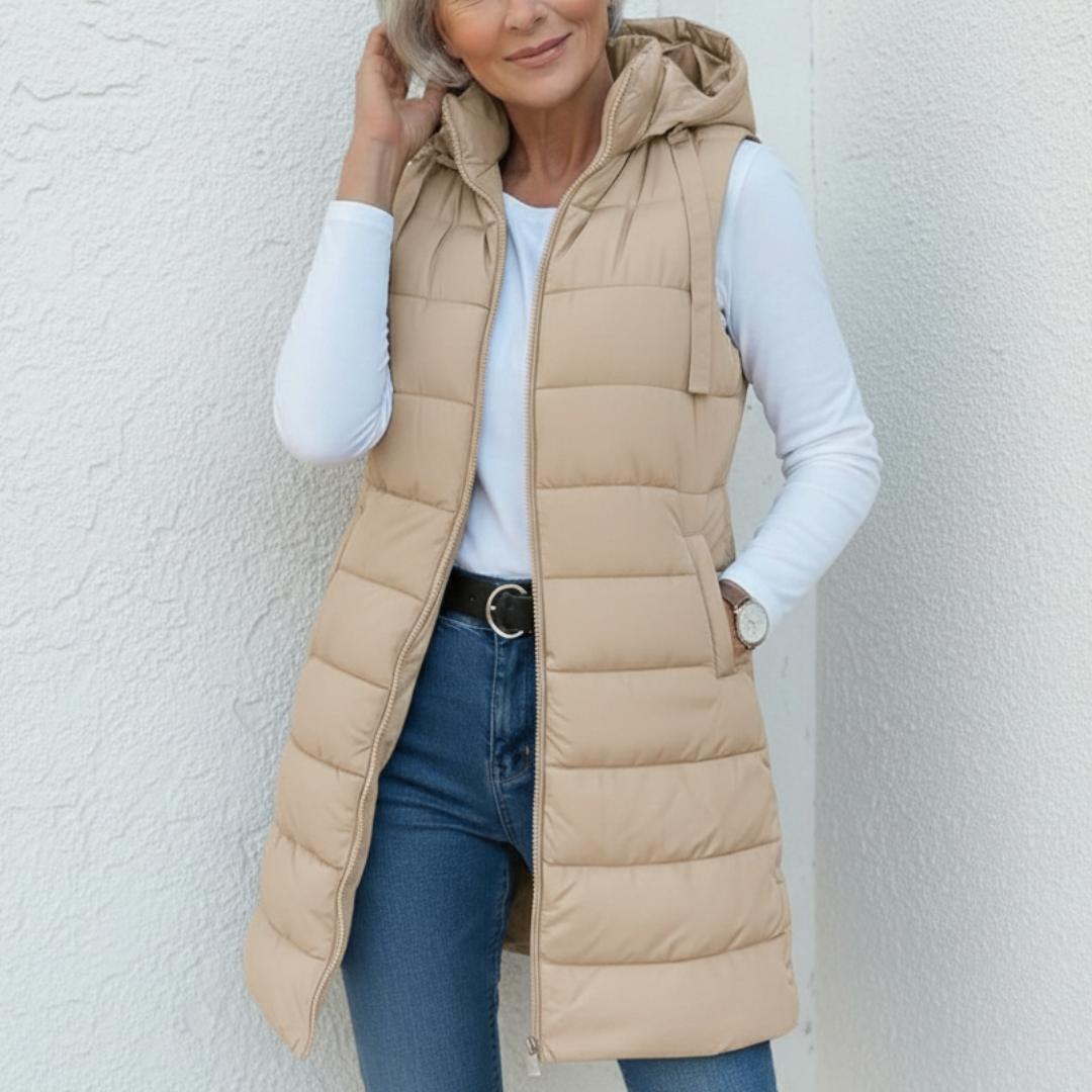 NINA - Casual Sleeveless Hood Long Puffer Vest