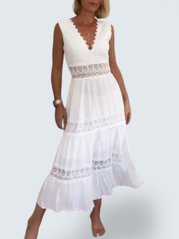 Juniper - Handcrafted Lace Dress with V-Neckline