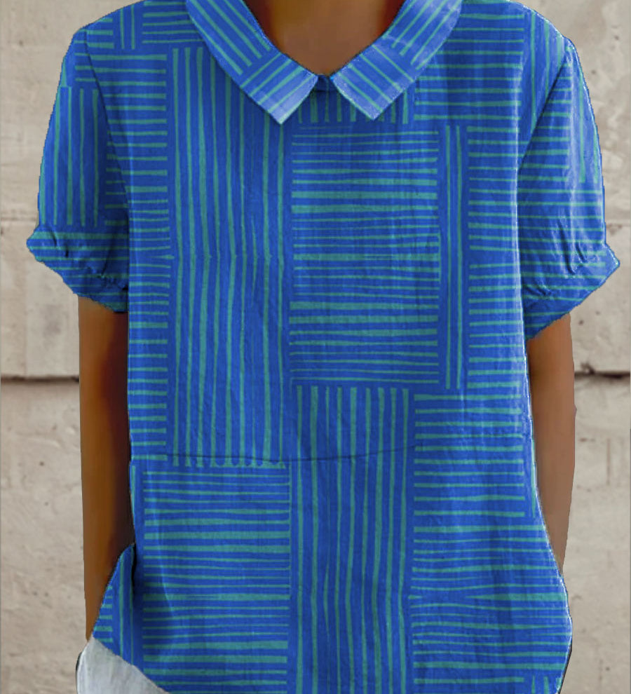 Quinn - Striped Geometric Blouse